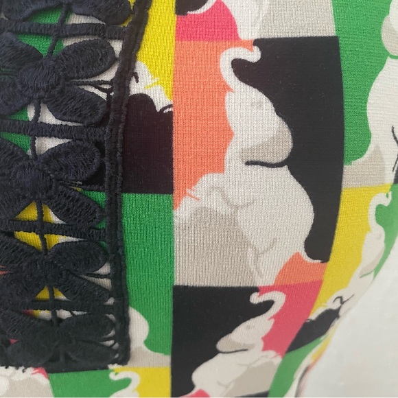 Crown & Ivy sleeves mini dress with elephants novelty print green black white S - Picture 4 of 9